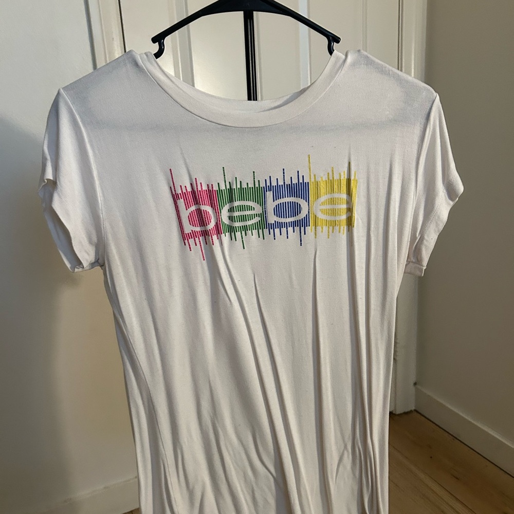 Bebe White Tee with Subtle Logo